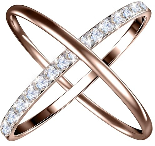 SZJCLTD 2 Pack 14K Gold Plated Stackable Rings Compatible with Oura Ring Gen 3/4, Cubic Zirconia Simulated Diamond Stacking Rings Eternity Bands for Smart Ring (Rose Gold, 9)