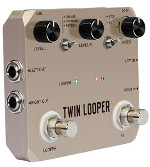 Xiuganpo Looper Pedal Guitar Effects Pedal, Gitarrinspelning Looper Tuner med 2 Fotswitch 11 -uppspelningslägen, 10 Minuter Inspelning 24 Bitars Provtagning, Stöd för Fotswitch