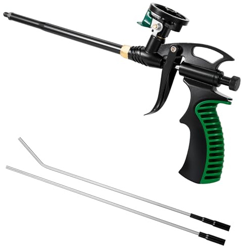 Professional Foam Spray Gun, Heavy Duty Metal Applicator with 2 Nozzles, PU Insulation Dispensing Tool for Caulking and Sealing,tubular（1+2 pieces）