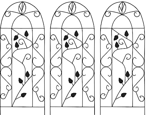 Frdhee Pflanzenhalter Blumenbank für Innen,Rankgitter 3 Stk. Schwarz 40×100 cm Eisen,Pflanzenhocker für den Innen- und Außenbereich