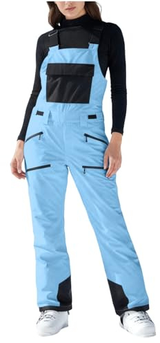 Skianzug Damen Einteiler Skihose Damen Gefüttert Mit Träger Skioverall Snowboard Wasserdicht Schneeanzug Winter Warme Schneejacke Skifahren Sätze Outdoor Sport Skisuit Jumpsuit Schneeoverall S-3XL
