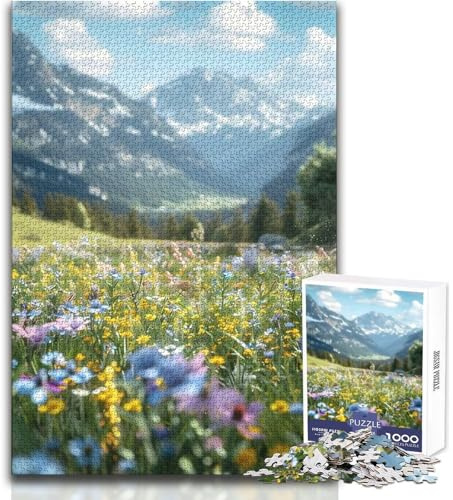 Puzzle da 1000 pezzi con prato di fiori alpini, giocattolo, gioco intellettuale, educativo, regali di Babbo Natale segreto, dimensioni 50x75cm