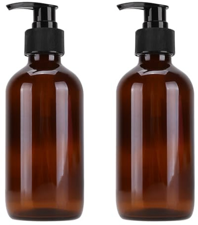 IMIKEYA 3 botellas de vidrio marrón portátiles para cosméticos de 250 ml, dispensador de almacenamiento de emulsión fácil de llevar, para viajes y uso doméstico