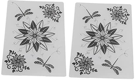 Plantillas de Relieve para Estampado en Papel, 2 Piezas, Moldes para Tarjetas y Manualidades, Diseño Práctico y Decorativo - Variados Patrones Lindos, Plástico Resistente, Uso co