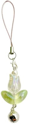 Pendentif à breloque en forme de cloche de fleur de tulipes douces, chaîne de téléphone, sangle de poche, porte-clés, décoration à suspendre pour à clés, à main, pendentif de charme,