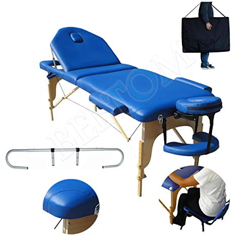 Beltom® LETTINO MASSAGGIO BLU 3 ZONE NUOVO MODELLO - 195/225 X 70 CM + PORTAROTOLO + PANNELLO REIKI ANGOLI ARROTONDATI RINFORZATI - LETTINI MASSAGGI PORTATILE PIEGHEVOLE ESTETICA FISIOTERAPIA TATTOO