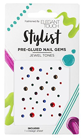 Elegant Touch Nail Stylist Jewel Tones Pre Glued Art Gems