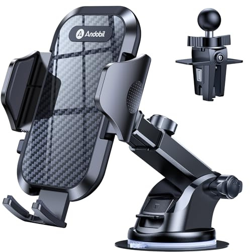 andobil Car Phone Holder, 2026 Military-Grade 89lbs Strongest Suction Phone Holders for Your Car Dashboard/Windshield/Vent Easy Clamp Car Phone Mount Stand for iPhone 17 16 15 14 13 Pro Max Samsung