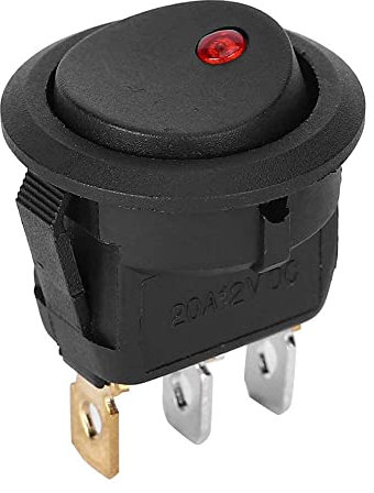 Interruptores de Botón 10 Piezas Encendido/Apagado DC 12V 20A Interruptor Palanca Basculante Redondo Interruptor SPST Impermeable 3 Pines con Terminal Plateado