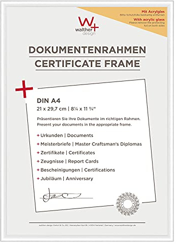 Walther Design Cadre Photo Walther Design Blanc 21 x 29,7 cm (DIN A4) avec Verre d’Art, Cadre en Plastique New Lifestyle KVX130W