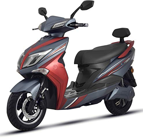 Elektroroller Hawk 3000, Elektro Roller, 45 km/h, E-Roller mit Sitz, 50 CCM, Elektro Motorroller, Rot/Schwarz