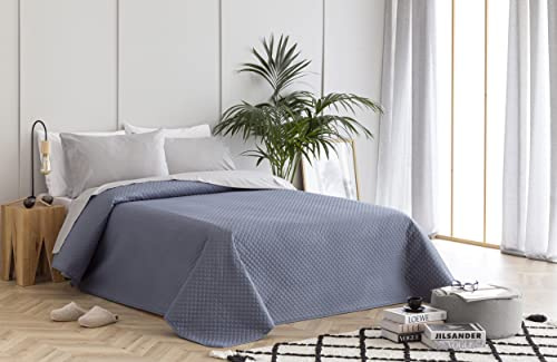Todocama – Colcha boutí Fina con diseño de Rombos, para Primavera, Verano, otoño e Invierno. 100% Microfibra Extra Suave. Colcha Cubre Cama Multiusos. Cama 80/90-180x260cm Azul grisáceo