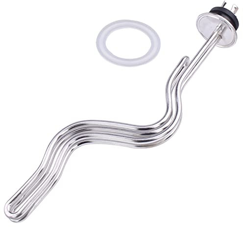 DERNORD 240V 6500W Ripple Tri-clamp Heating Element Stainless Steel Immersion Water Heater with 3-Wire Electrical Locking Plug (2 Inch Tri clamp)