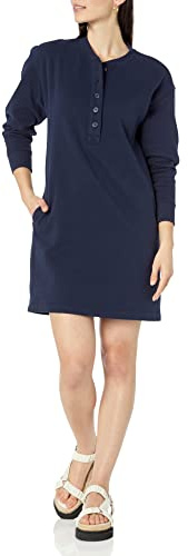 Amazon Essentials Abito Stile Felpa in Maglia con Scollo Serafino (Disponibile in Taglie Forti) Donna, Blu Marino, XL