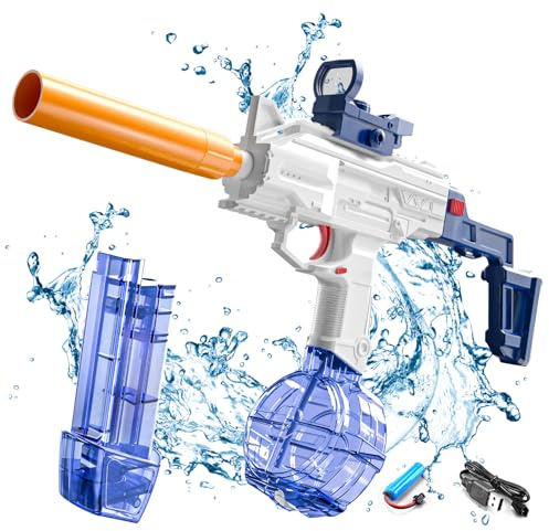 Elektrische Wasserpistole für Erwachsene Kind,Automatische Spritzpistole Reichweite 22-35ft Range Wasserpistole Spielzeug,Super Starker Wasserpistole,Pool Strand Wasser Kampf Spielzeug (Blau,02)