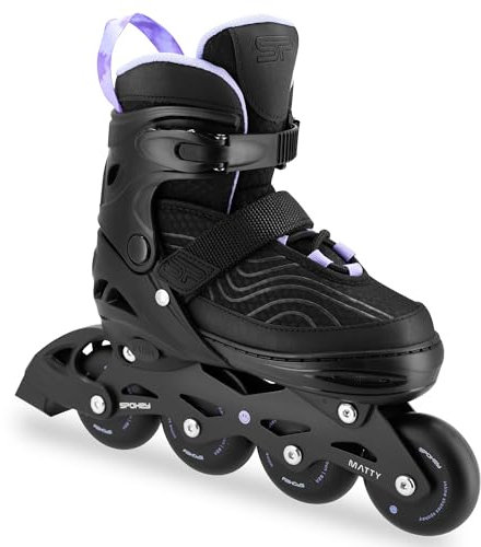 SPOKEY Matty Damen Inliner Verstellbar | ABEC-7 Kugellager Inlineskates | Größenverstellbare Rollschuhe für Erwachsene und Jugendliche | Größen: 35-38, 39-42 (Schwarz/Violett, 39-42)