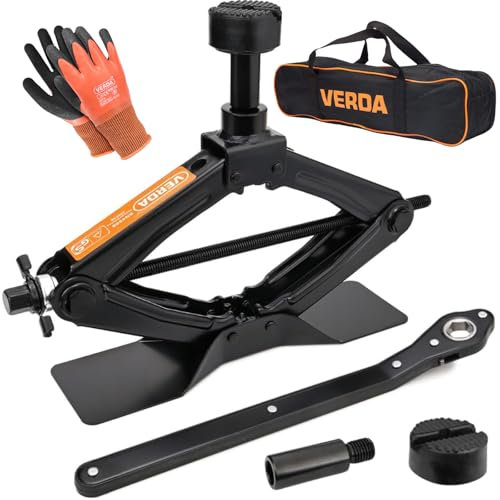 Scherenwagenheber 2T, Car Jack Kit mit Ratsche, Stahlsäule und Gummi, Auto Heber, vergrößerte Stahlplatte, tragbarer Wagenheber für PKW MPV SUV (SN4569)