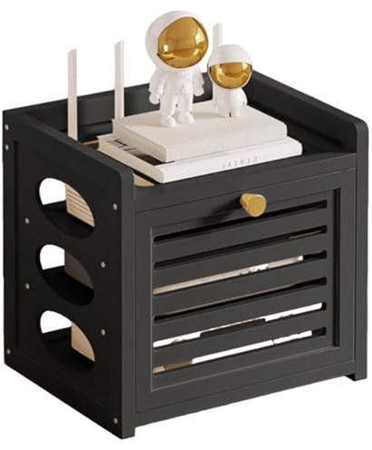 Caja Madera Almacenaje for Router Y Cables, WiFi for Pared, De for Organizar Oculta, Escritorio/Pared Decorativo(Black)