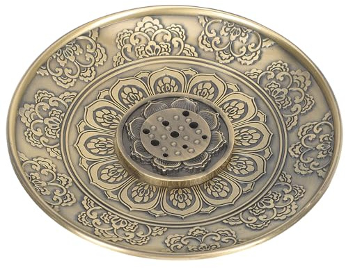 SHINEOFI Porte-Parfum Lotus en Bronze 9 Trous Bol Brûlant Support Encensoir pour Bâtons D’Parfum Décoration Zen pour Contemplation et Yoga Accessoire Maison et Bureau