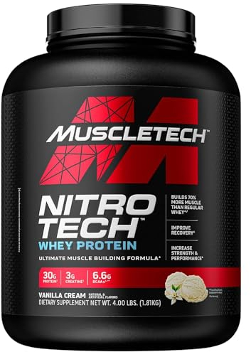 MUSCLETECH Proteinpulver, Nitro-Tech Protein Isolate & Peptide, zum Muskelaufbau, für Männer und Frauen, Vanille Geschmack, 1.81 kg (1er Pack) (Verpackung kann variieren)