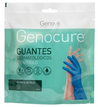 GENOCURE | Guantes Dermatológicos Nitrilo | Guantes Dermatológicos de Nitrilo Flocado con una Ligera Capa de Algodón | Talla S