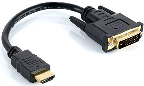 POPPSTAR Adaptador HDMI Macho a DVI Macho (19 Pines a 24+1 DVI-D), contactos Dorados, 12 cm Cable (20cm Total)