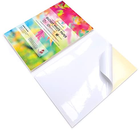 Folios tamaño A4 adhesivos (30 unidades), imprimibles por la cara posterior, color blanco satinado