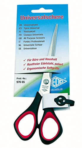Wedo Schere Edelstahl - Linksh„nder, 6,5 Zoll, 16,0 cm, schwarz/roter Softgriff