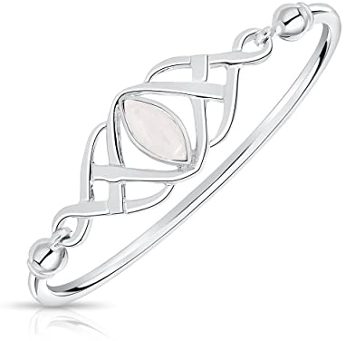 DTPsilver -Damen Armreif/Armbänder 925 Sterling Silber - Keltische Dreifaltigkeitsknoten - keltischen Kollektion - Mondstein