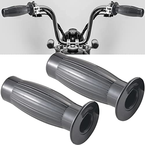 KATUR Motorrad lenkergriffe 22mm 7/8 '' 24mm Rutschfester Gummi Open End Thruster Grip Motorrad Griffe Griffgriffe Schwarz für Harley Honda Yamaha Kawasaki Suzuki