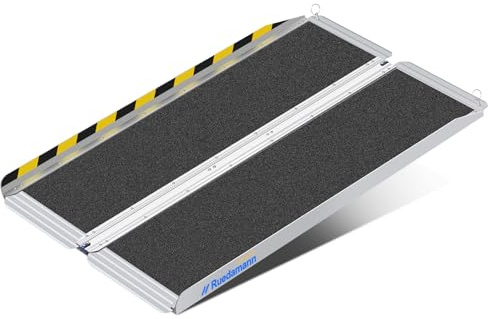 Ruedamann 4FT Wheelchair Ramp, Portable Wheelchair Ramp for Home Entrance, 30-1/4 Wider Design, Non-Slip Aluminum Folding Ramps for Wheelchairs, Strollers, Scooters, Stairs, Curbs, Doorways