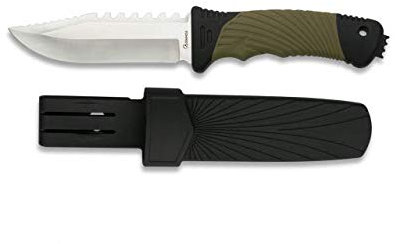 Cuchillo Supervivencia Hoja 12 cm para Caza, Pesca, Camping, Outdoor, Supervivencia y Bushcraft Albainox 32341 + Portabotellas de regalo