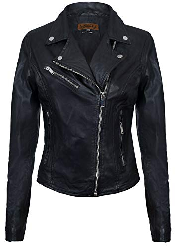 Infinity Leather Giacca in Pelle da Donna Nero Giacca in Vera Pelle Stile Motociclo Classico XL