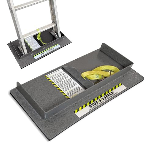 Stop-A-Ladder | Ladder Safety Device Prevents Slipping on Slick Surfaces | Fits Extension Ladders Up to 21” Wide | Lightweight, 6 lb Foam Grip with Adjustable Strap | Ladder Grip