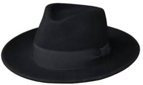 Fiebig Fedora Crushable Black Bogart Hat Wool Felt Men's Hats Wool - Black - 59