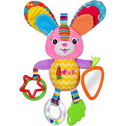 Gutsbox Babyspielzeug Hase Mehrfarbig - hochwertiges Kleinkindspielzeug - vereint Kuscheltier und Greifling - fördert die Motorik Ihres Kindes - 0-24 Monate