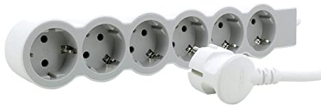 LEGRAND, Multiprise plate 694572 - 6 prises - Longueur du câble : 5 m - Blanc/gris