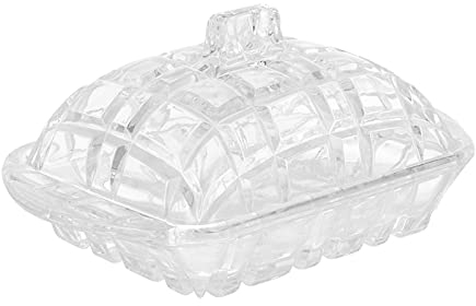 luckxuan Mantequera Plato de Mantequilla de Cristal con Tapa Restaurante Placa de Plato Pandero Pasta Placa de Almacenamiento de Alimentos Mantequillera (Color : B)