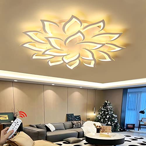 LED Deckenleuchte Groß Wohnzimmerlampe Mit Fernbedienung Modern Deckenleuchte Kreative Metall Acryl Phönixfeder Deckenlampe für Wohnzimmer, Schlafzimmer, Küche, Flur, Balkon, Esszimmer (18 Köpfe)
