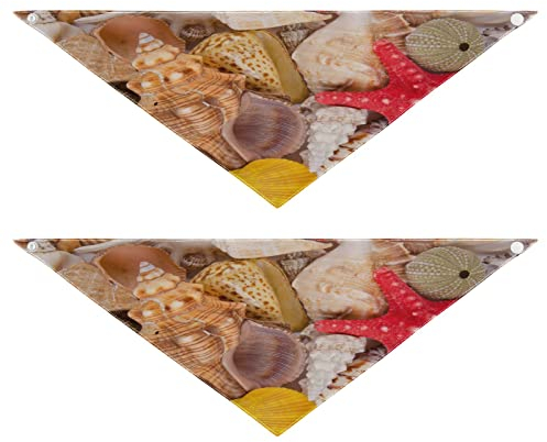 2 Stück Hundehalstücher Haustier Bandana Schal Druckknopf Dreieck Lätzchen Halstuch Set Haustier Urlaub Zubehör Dekor für kleine bis große Welpen Hunde Katzen mittelgroße Muscheln