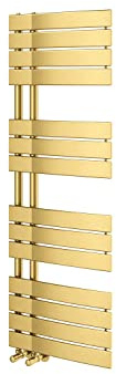 Go Bathrooms Tekar Brushed Gold Heated Towel Rail 1400 x 550mm Heated Towel Rail Designer Bathroom Radiator Modern Elegant Flat Panel Radiator Premium Brushed Gold for Luxurious Finish