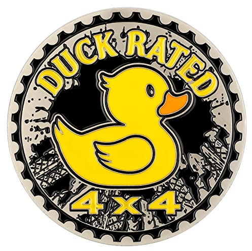Duck Rated Auto-Emblem, 4 x 4, Metall, 3D-Metall-Auto-Abzeichen, Embleme, runde Embleme, Auto-Abziehbilder, Aufkleber, kompatibel mit Fahrzeugen, LKW, SUV, Wohnmobil-Dekorationen (niedlicher Stil)