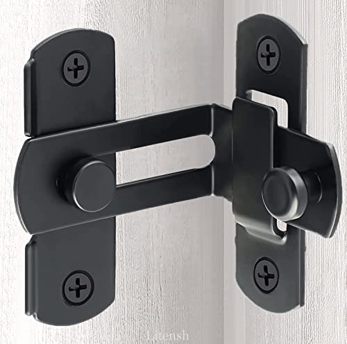 Litensh Serratura scorrevole a 90° per porta di fienile, Piccolo Chiavistello, Serrature Porte di Sicurezza, Chiavistello Scorrevole Porta, Serrature Antifurto per porta finestra armadietto nero