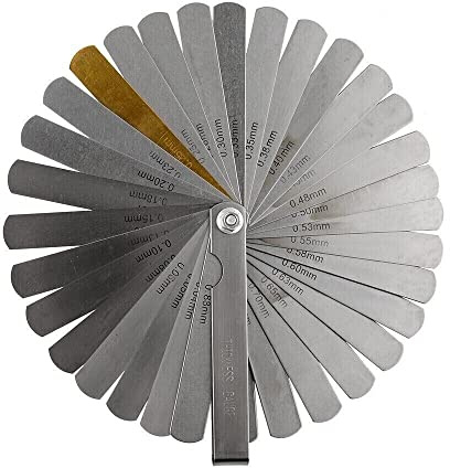 Dunnet Tools 32 Blade Feeler Gauge Set - Metric & Imperial (0.04-0.88mm / 0.0015-0.035 Inch) | Precision Gap Measuring Tool for Spark Plug, Valve, Brake Pad, Fire Door, and Guitar Setup