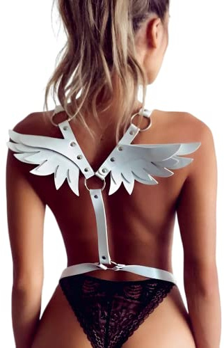 ALMYMM Angel Wings Body Harness Frauen Sexy Leder Dessous Fetisch Bdsm Bondage Dessous Strumpfband Hosenträger Gothic Kleidung Geschirre,Sexy Damen Fetisch Spielzeug für Sex Spiele