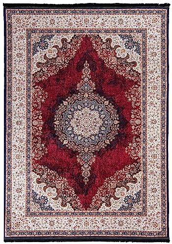 Mazovia Groß Teppich Wohnzimmer 200x300cm Rot Klassisch Traditionell | Teppich für Schlafzimmer Büro Esszimmer Flur Stilvoll Rutschfest Maschinenwaschbar Wetterfest Pflegeleicht Tierfreundlich