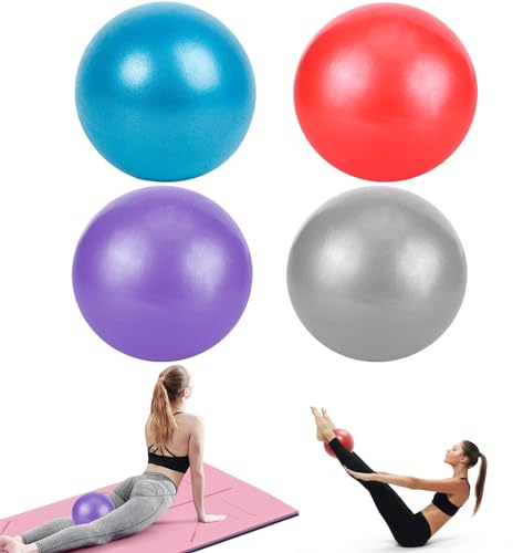 JSMTKJ 4 Stück Gymnastikball Klein Anti Burst Pilates Ball 25cm | Sitzball Trainingsball Soft Yoga Ball Rutschfester | Ideal für Core-Training, Yoga, Barre, Stretching, Pilates