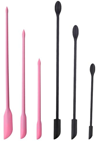 6 Piezas Juego de Espátulas de Silicona, Cucharita de Silicona Pequeña, Rascador de Tarros Miniatura, Espátula de Doble Cabeza, Espátula Removedora de Lociones, Rasqueta Pequeña de Belleza