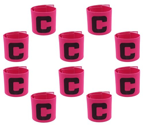 Hosifiy 10 piezas de brazalete de capitán de fútbol, brazalete elástico de nylon rosa para fútbol, brazaletes ajustables de capitán de fútbol para jóvenes y adultos, para deportes y entrenamiento