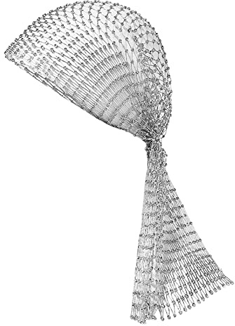YJZQ Bonnet Résille Coiffure en filet Bandana Strass Casque de Nuit Femme Bandeau élastique pour Mariage Costume Mascarade Halloween Ball Soirée 55CM